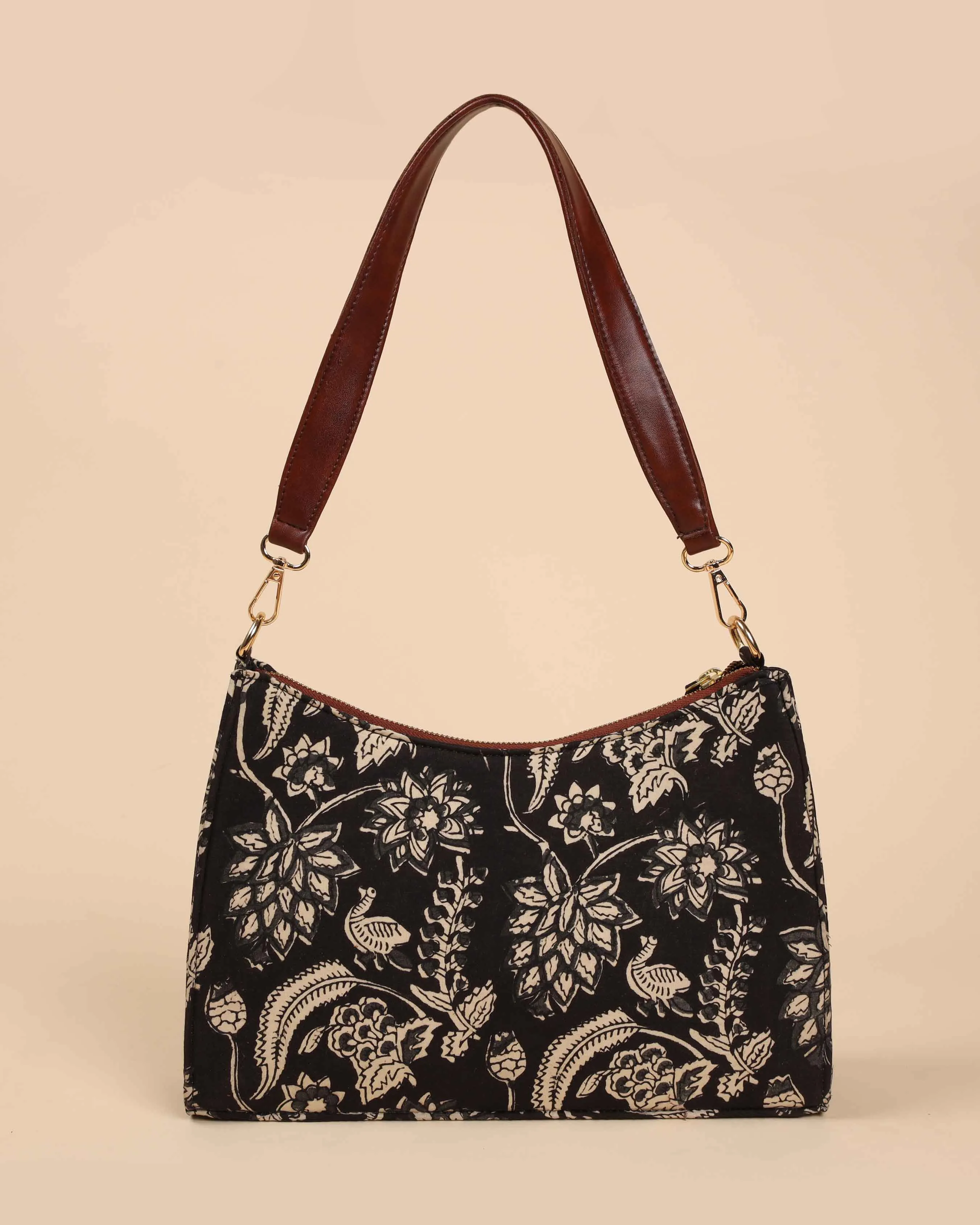 Black Onyx Handblock Baguette Bag