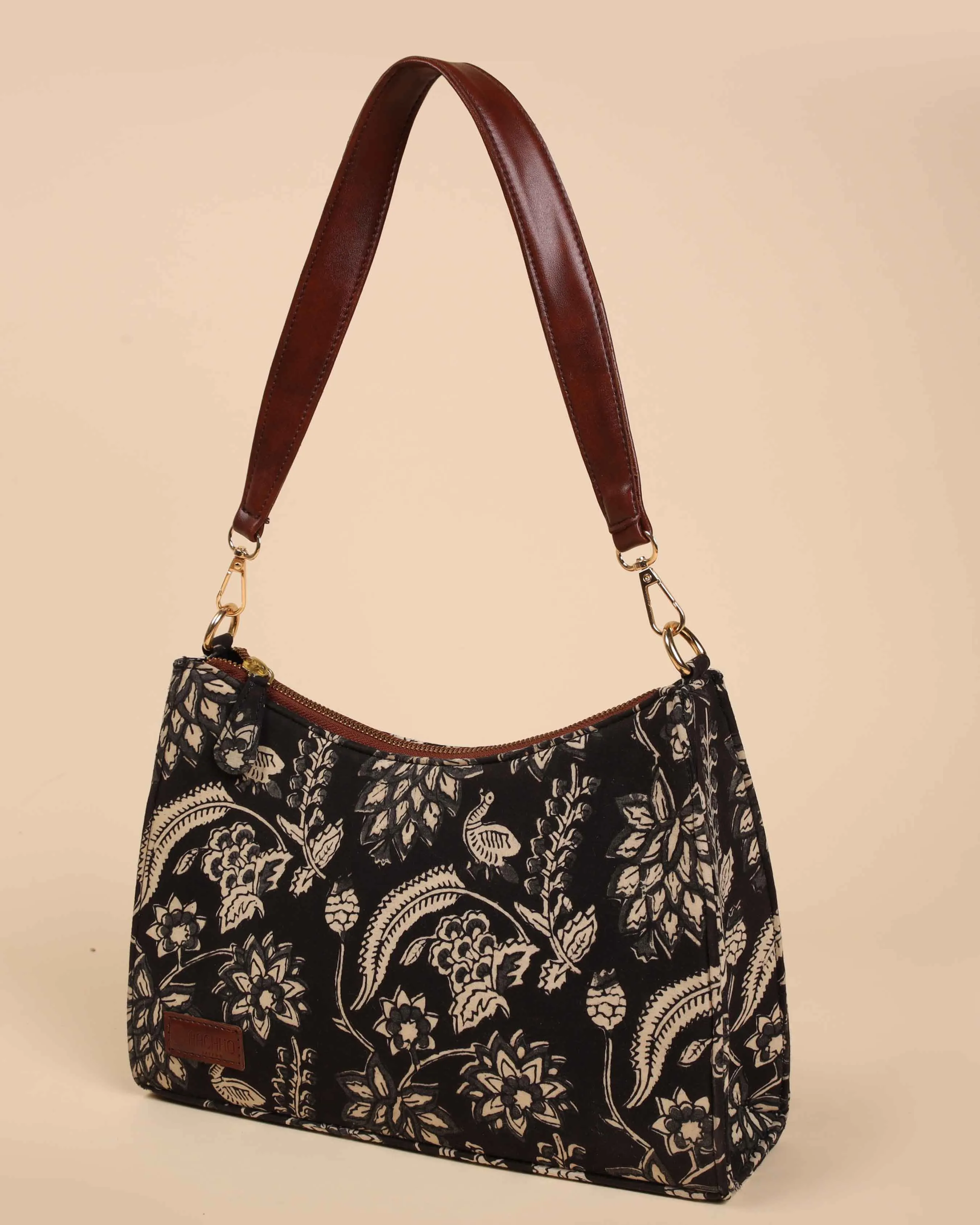 Black Onyx Handblock Baguette Bag