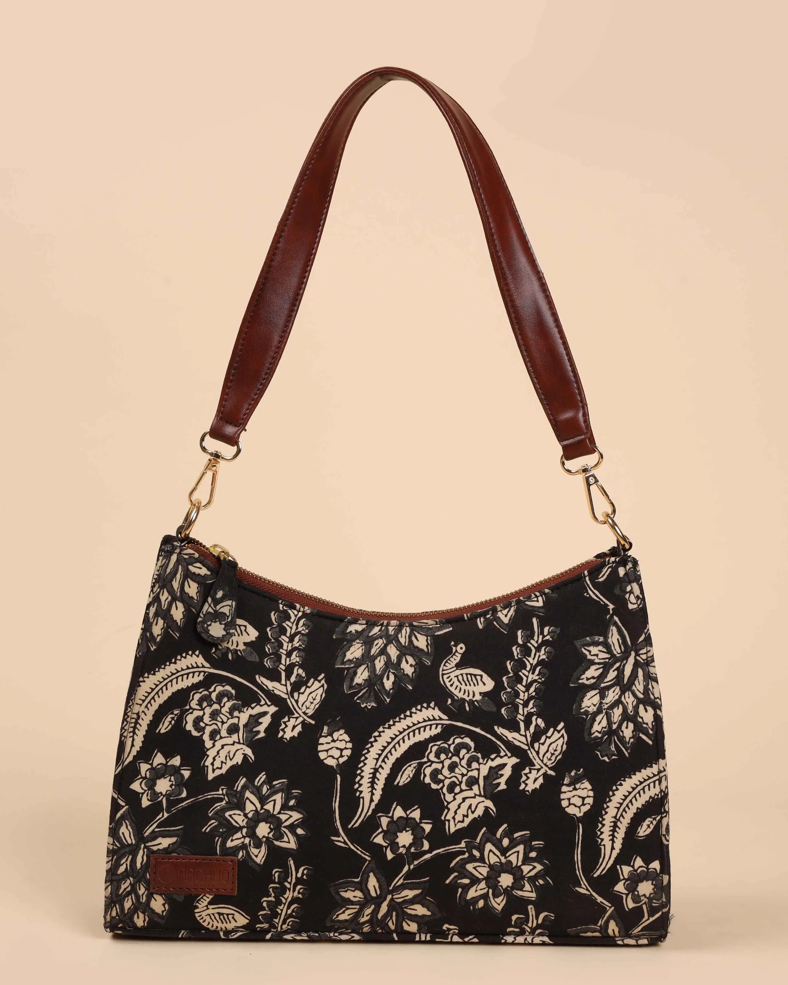 Black Onyx Handblock Baguette Bag