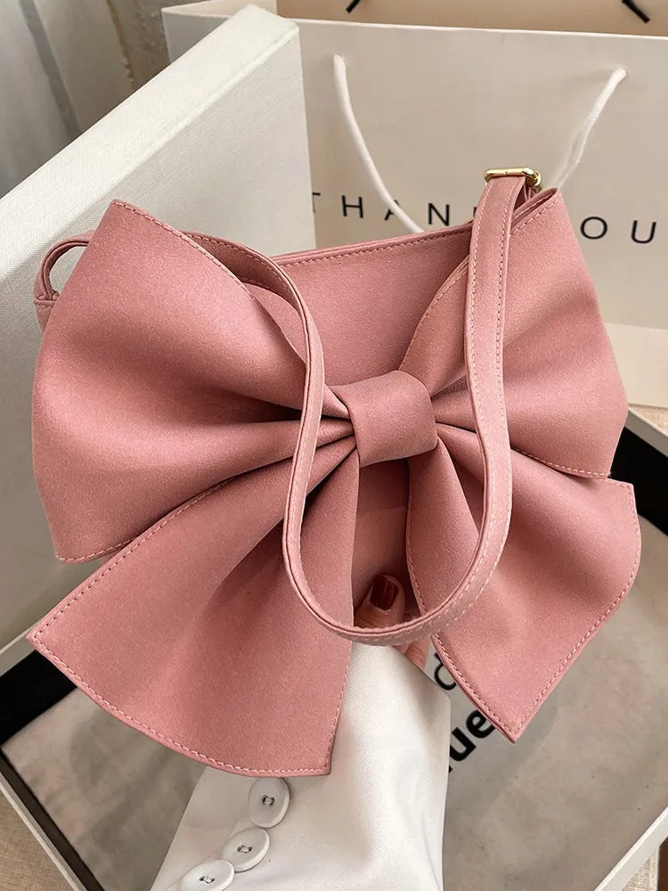 Bow Decor Zipper Square Bag