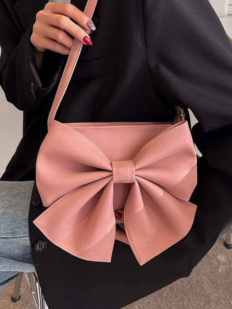 Bow Decor Zipper Square Bag