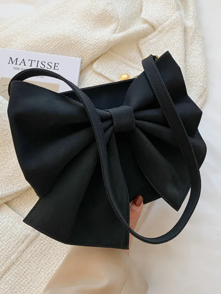 Bow Decor Zipper Square Bag