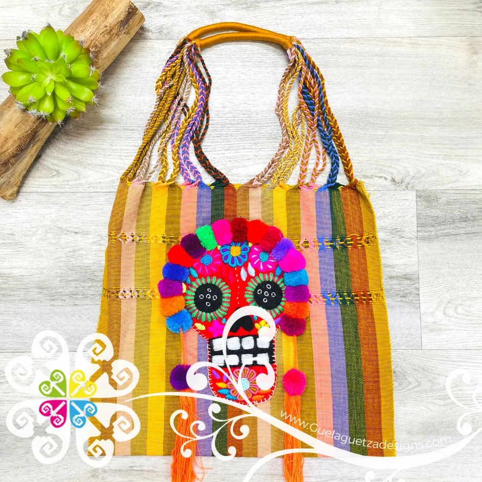 Calaverita Tote Bag - Skull Hand Embroider Bag