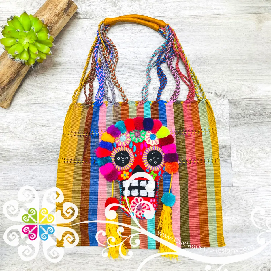 Calaverita Tote Bag - Skull Hand Embroider Bag