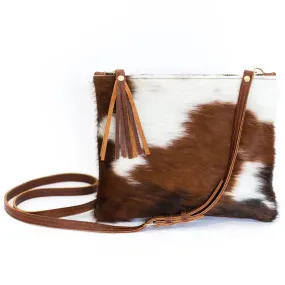 Caroline Crossbody | Brown White Cowhide