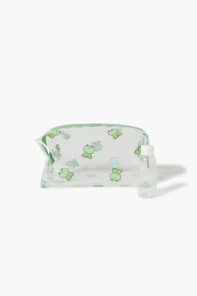 Clear Frog Print Makeup Bag