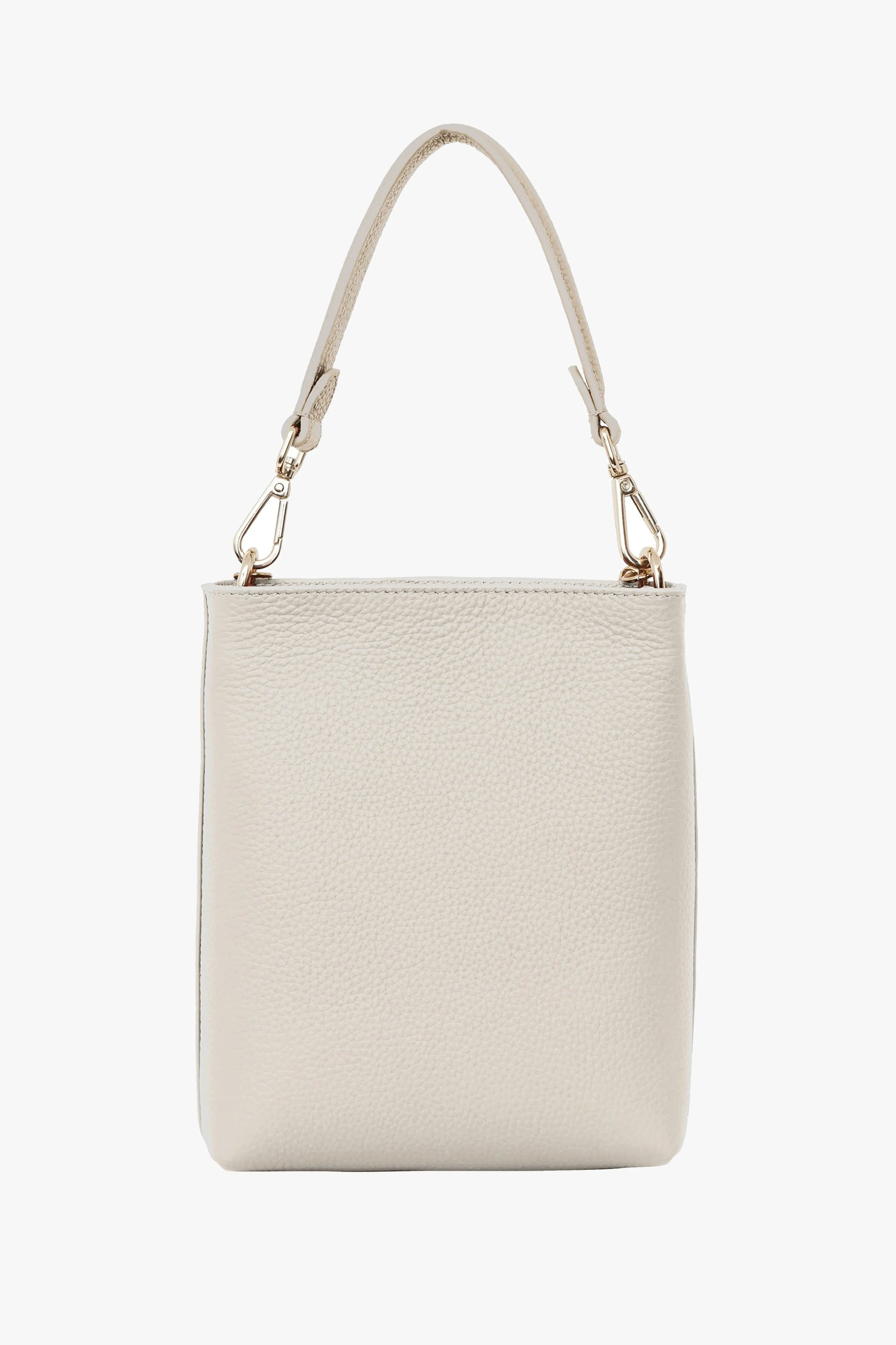 Coco Alabaster Leather Bucket Bag with Gold Chain Detail