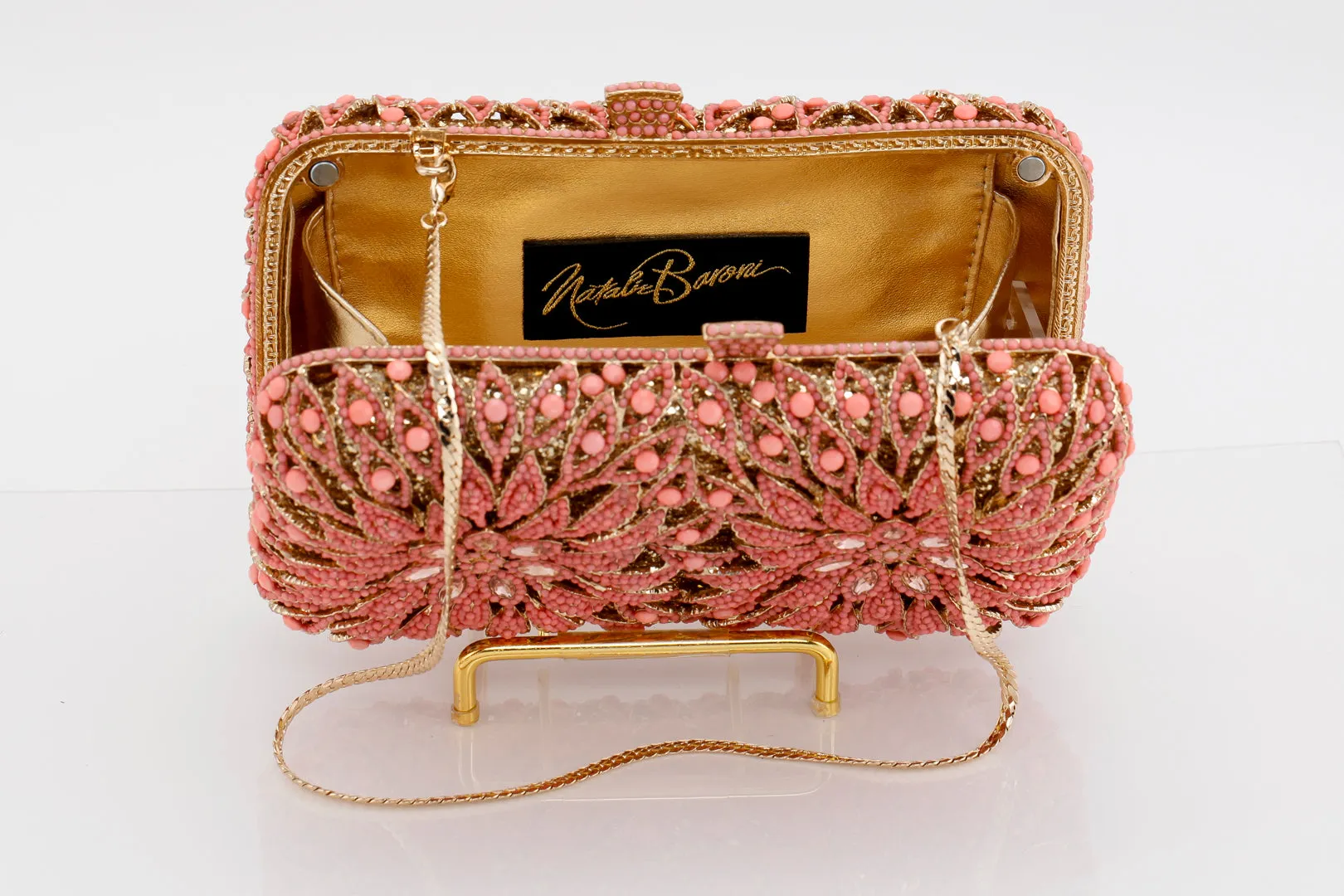 Coral Starburst Rectangular Evening Bag