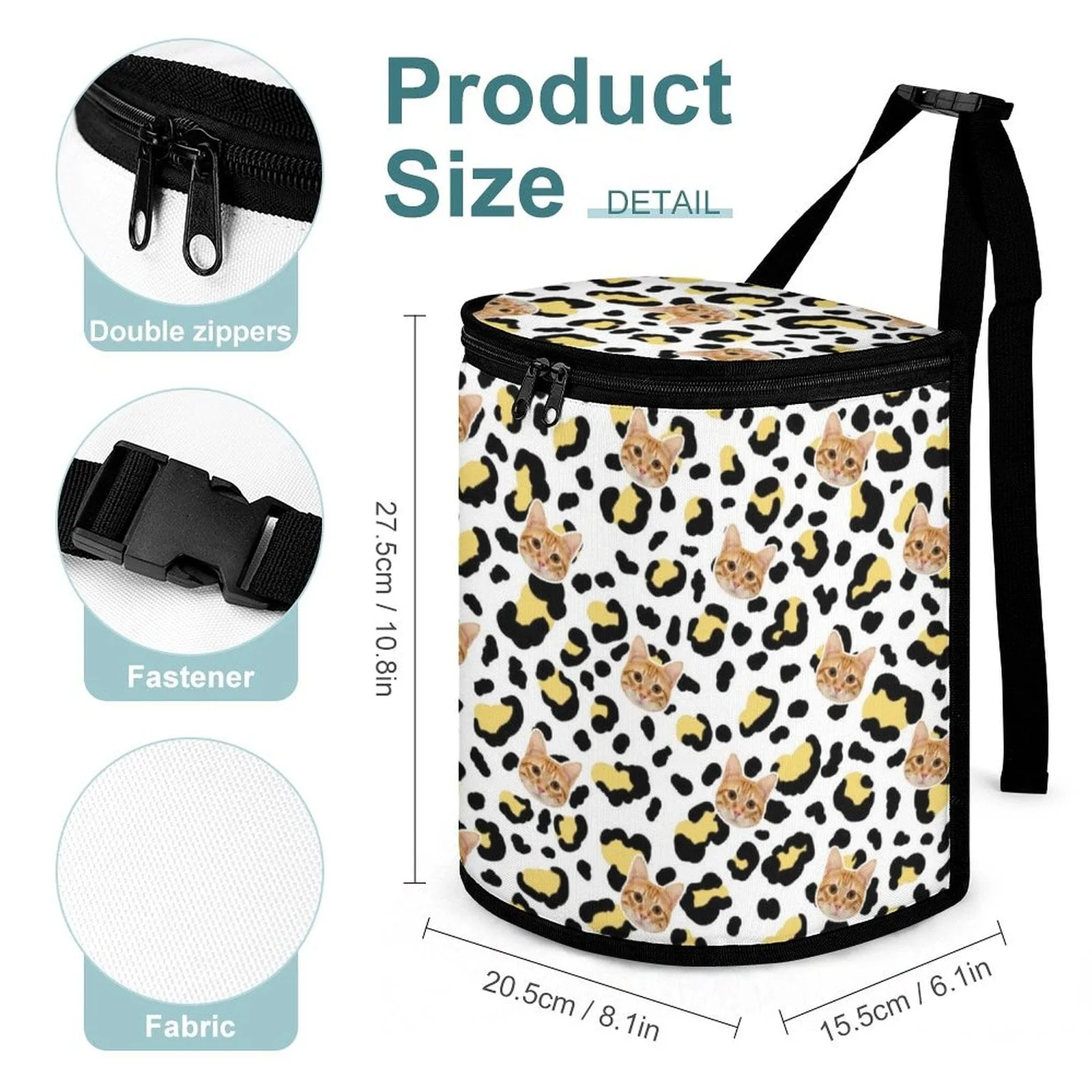 Custom Pet Cat Face Leopard Print Car Garbage Bag Personalized Car Storage Bag