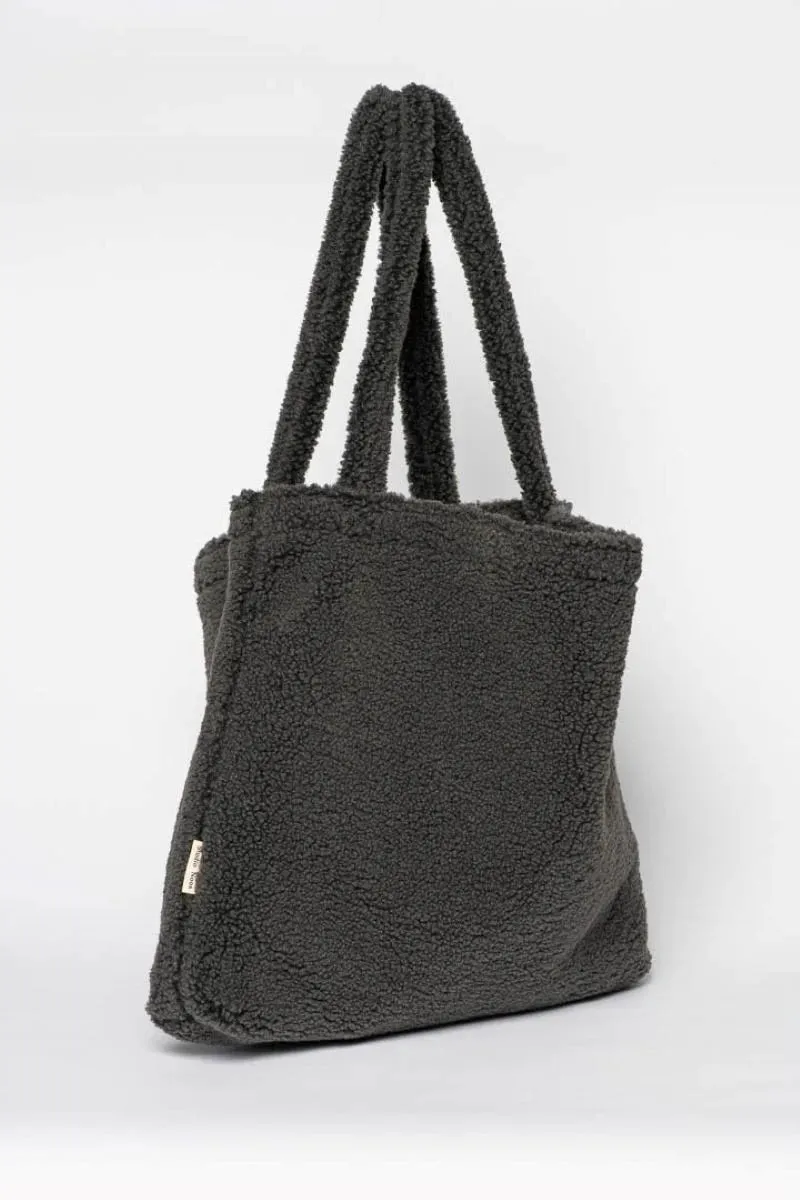 Dark Grey Chunky Teddy Mom Bag