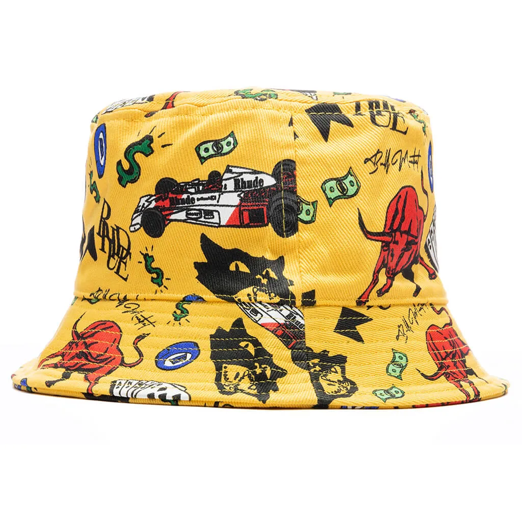 Doodle Bucket Hat - Yellow