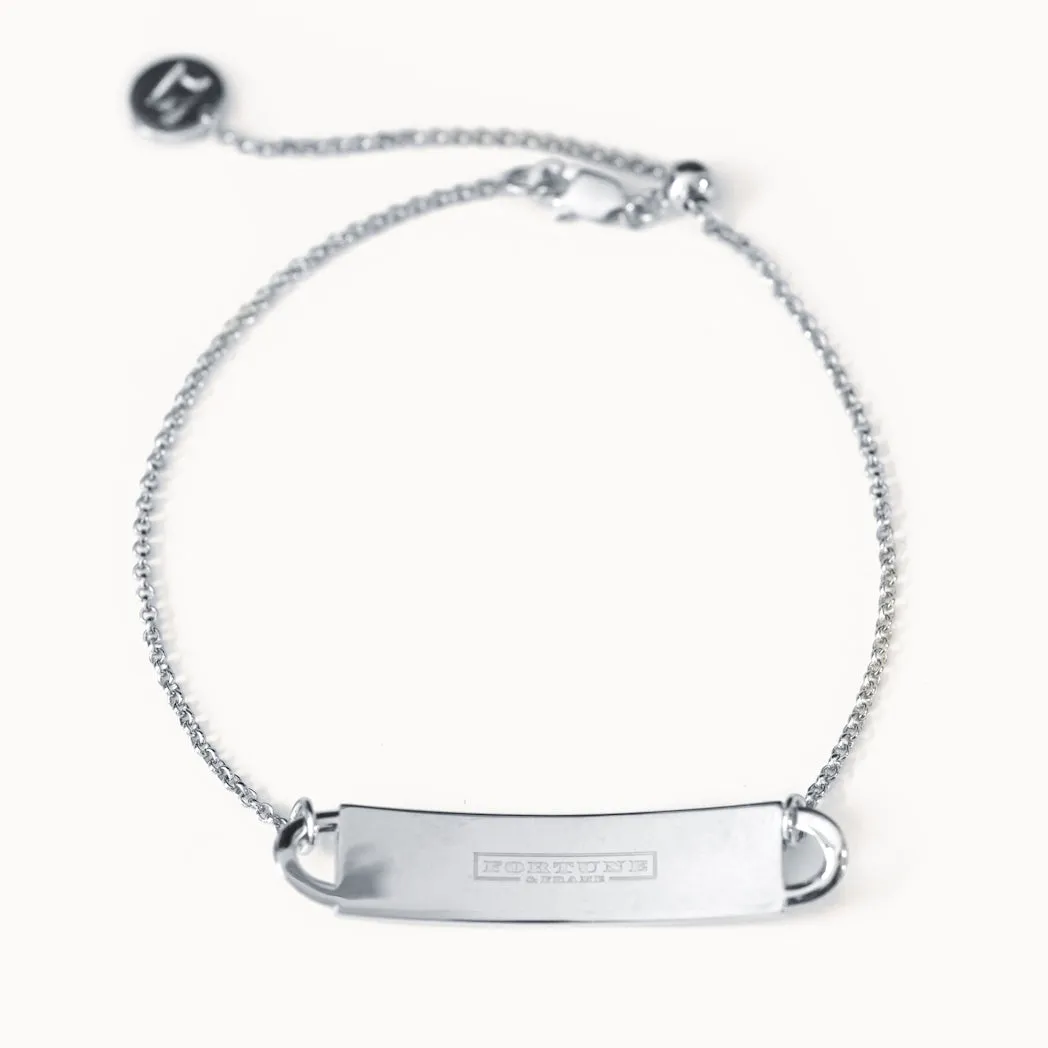 Engraved Fortune Bracelet: Love yourself hard. - Silver