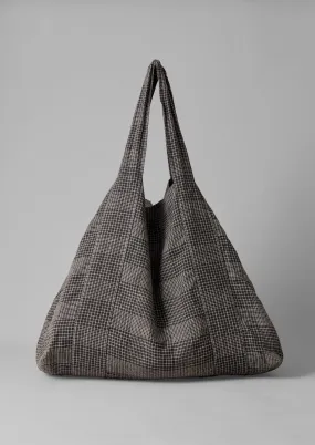 Etched Check Linen Bag | Slate