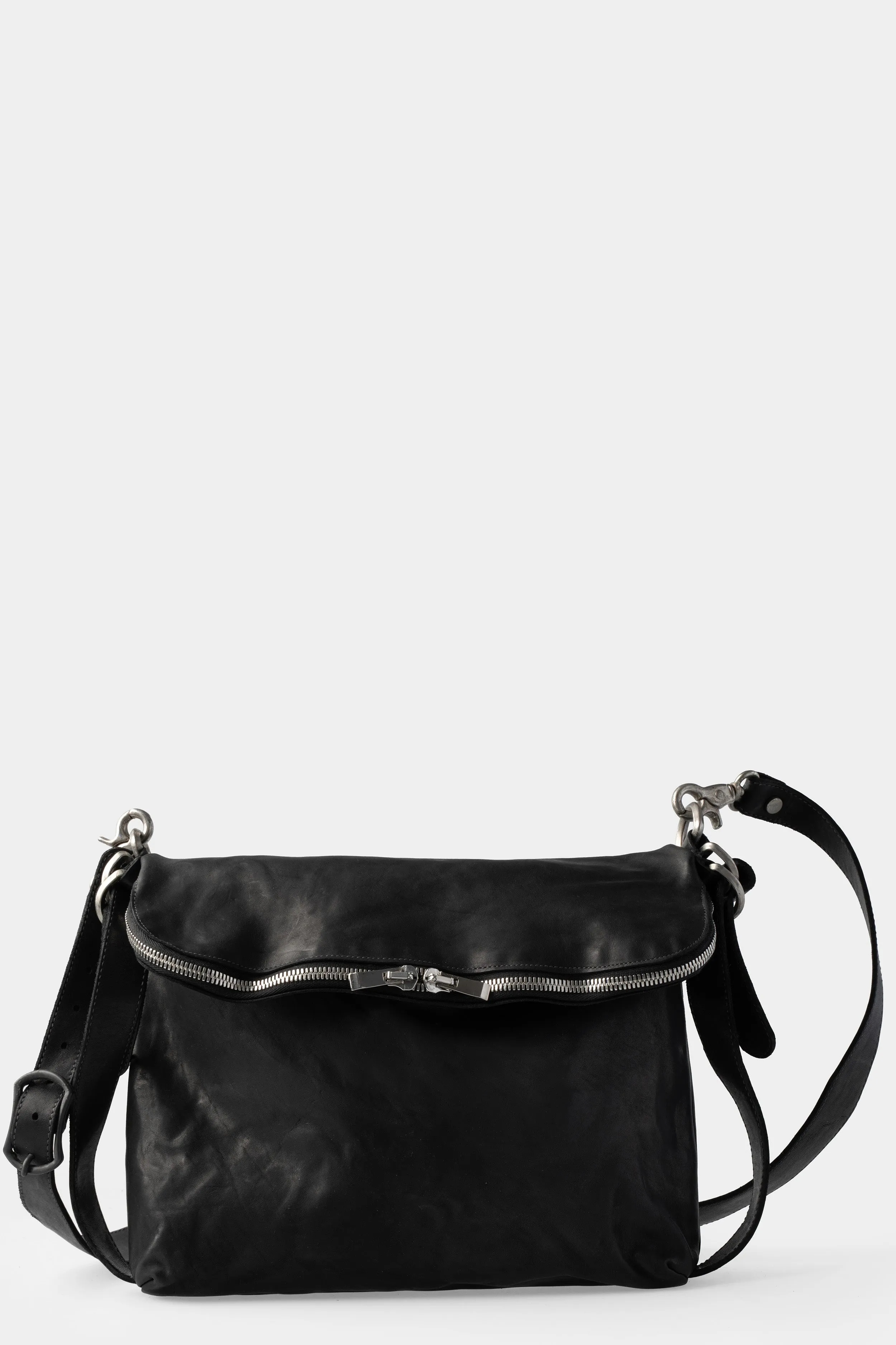 Folded top shoulder bag