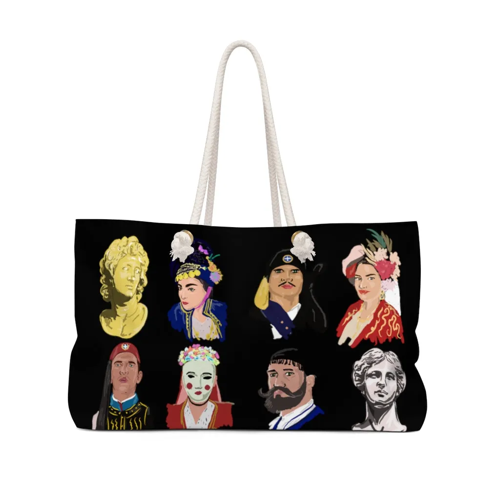 Greek Head Shots Black Weekender Bag