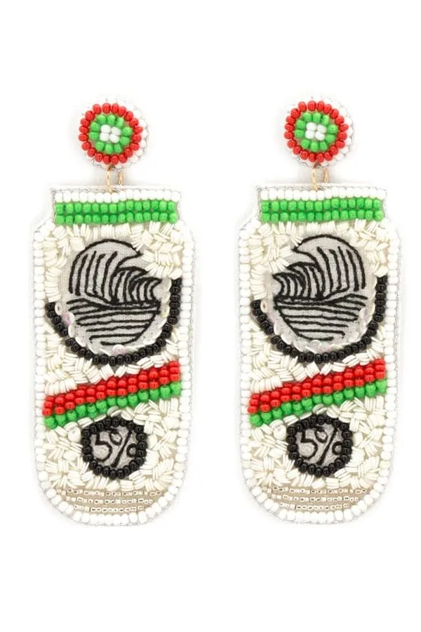 Hard seltzer beaded earrings  red/green