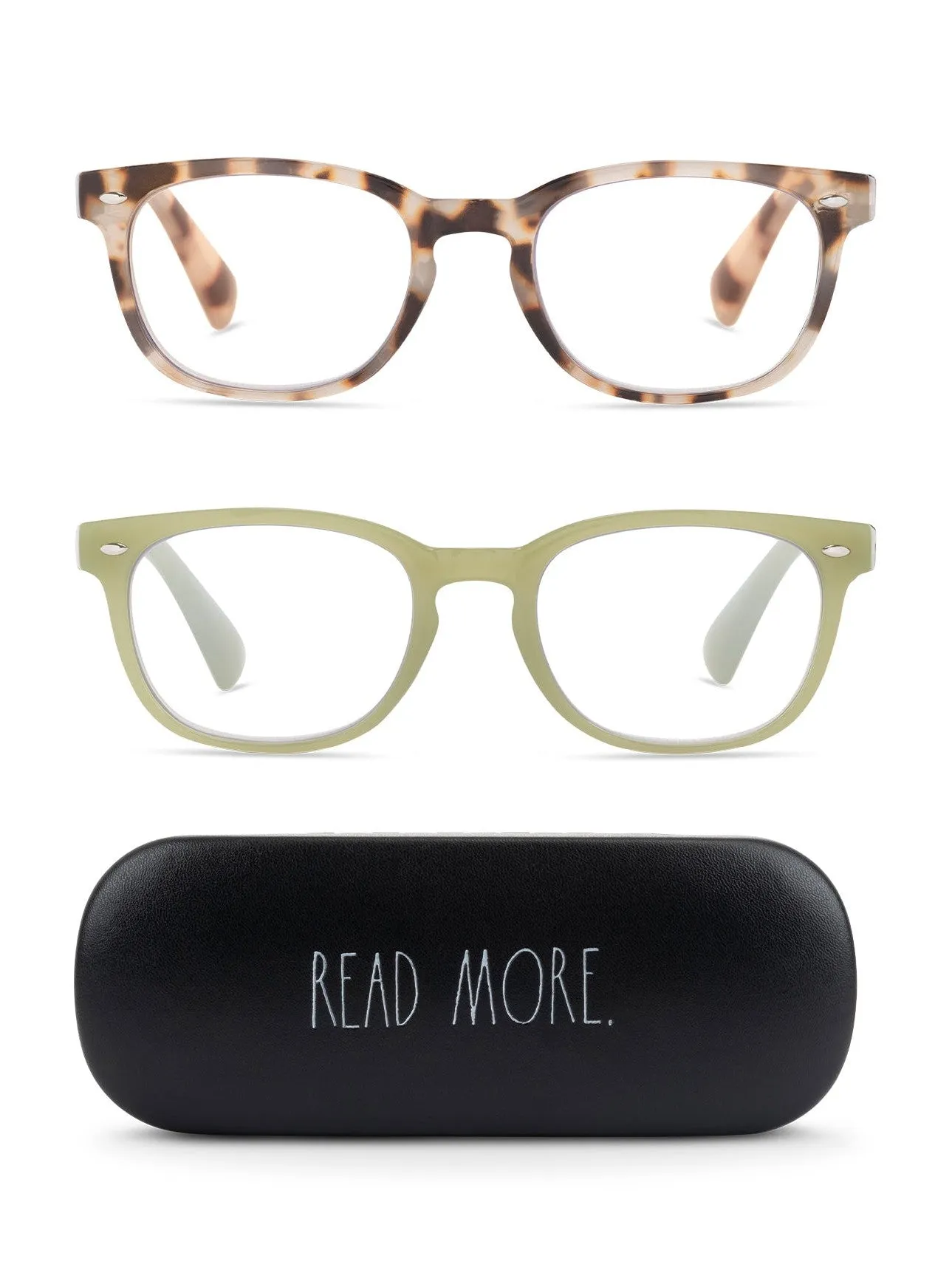 JUDY 2-Pack Blue Light Blocking Reading Glasses with "READ MORE" Signature Font Hard Case