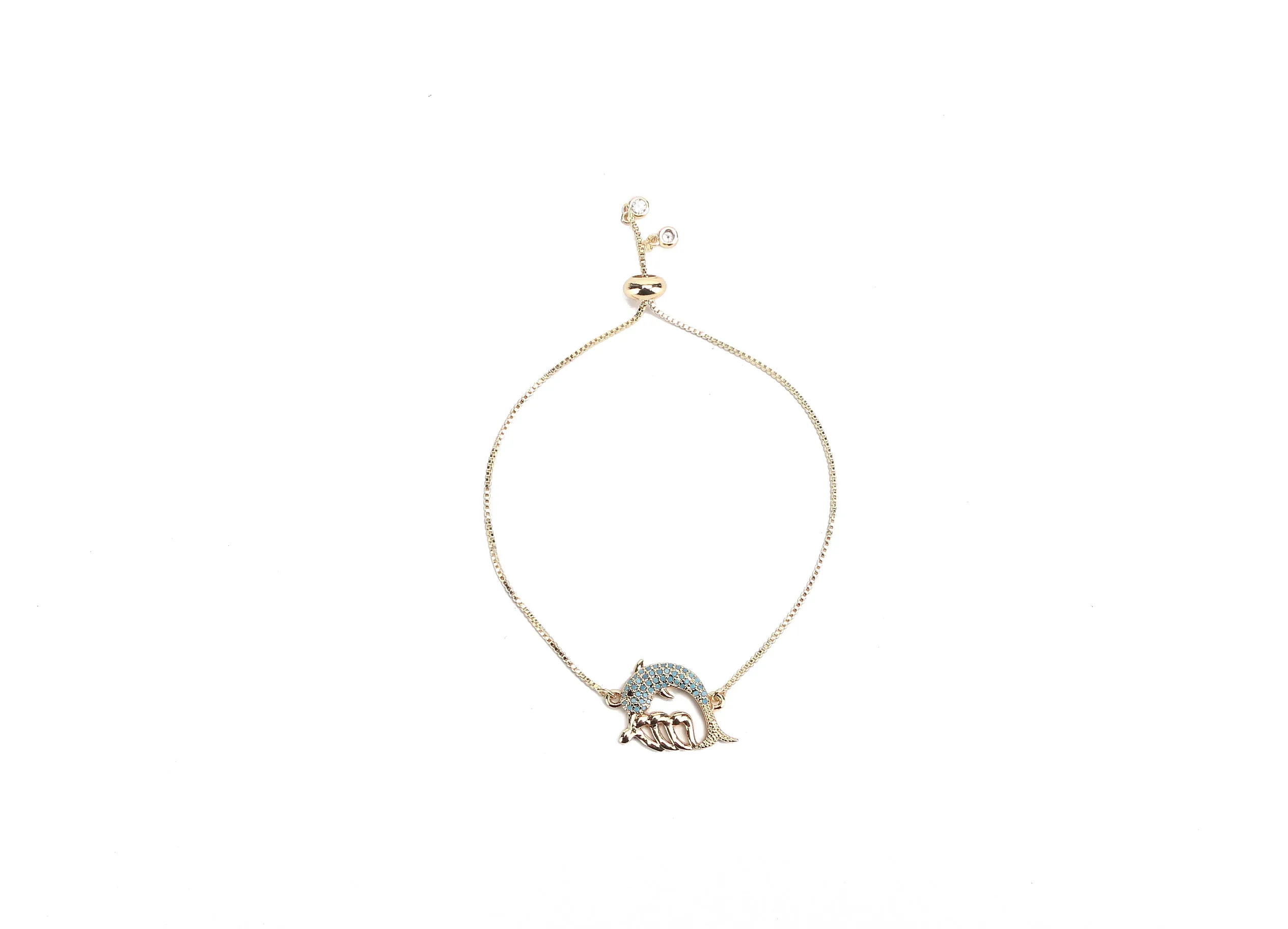 JW Crystal Bracelet Dolphin Wave Gold