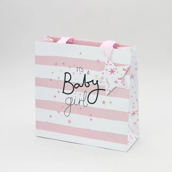 Medium Gift Bag Baby Pink Stripe