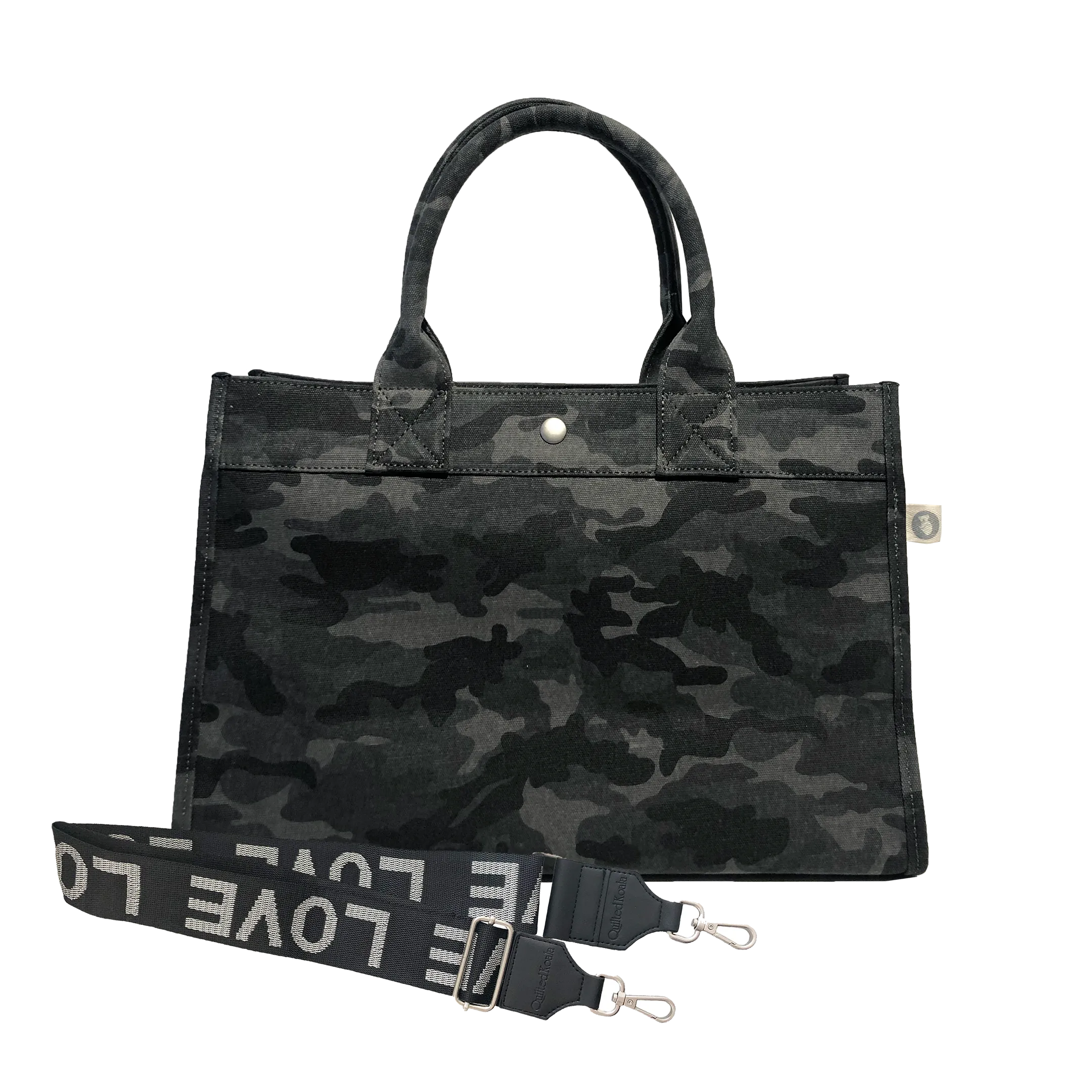 Midi East West Bag: Black Camouflage