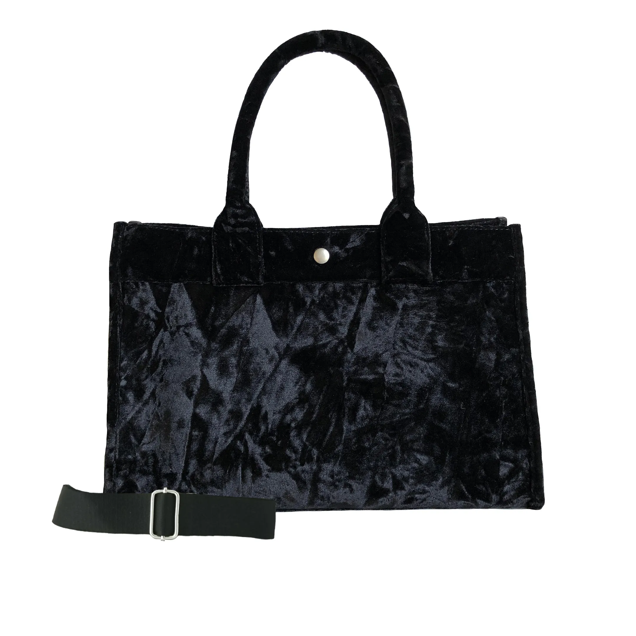 Midi East West Bag: Black Crushed Velvet