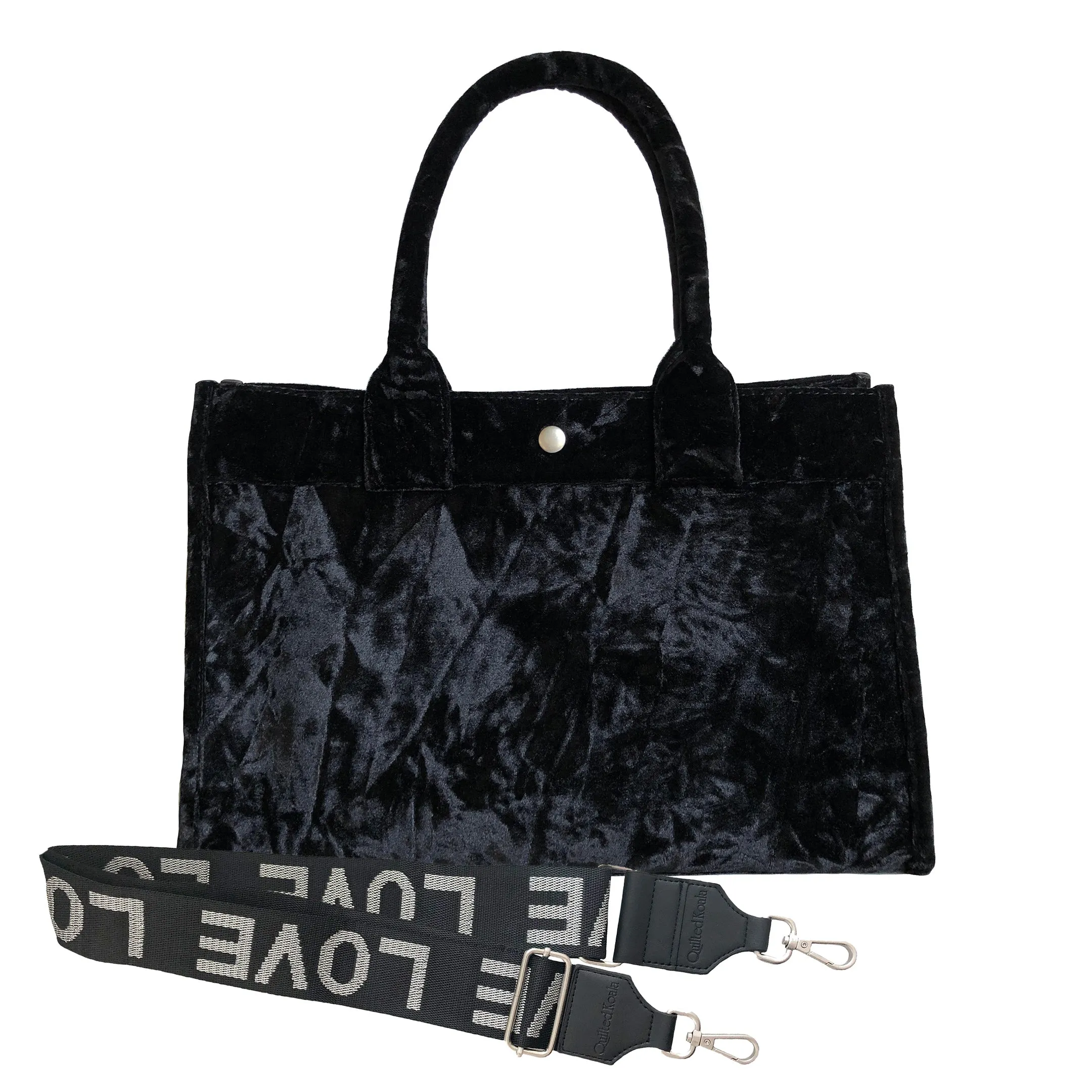 Midi East West Bag: Black Crushed Velvet