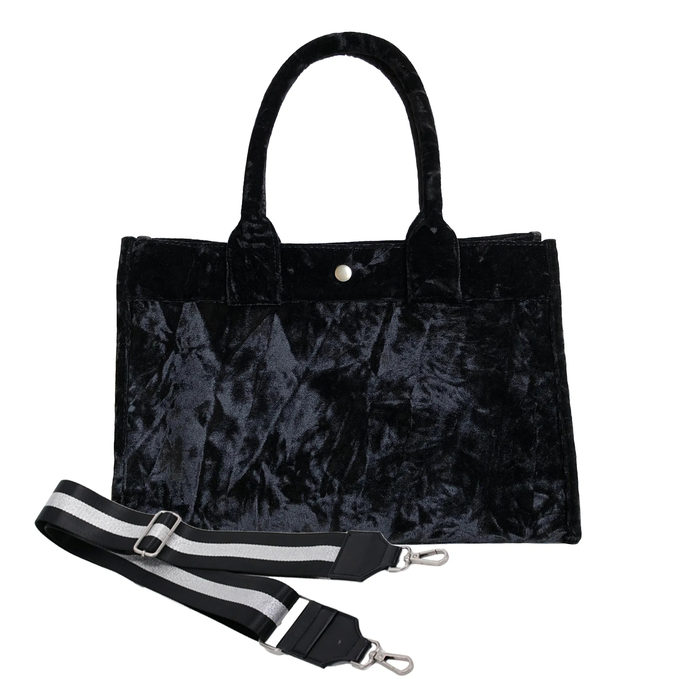 Midi East West Bag: Black Crushed Velvet