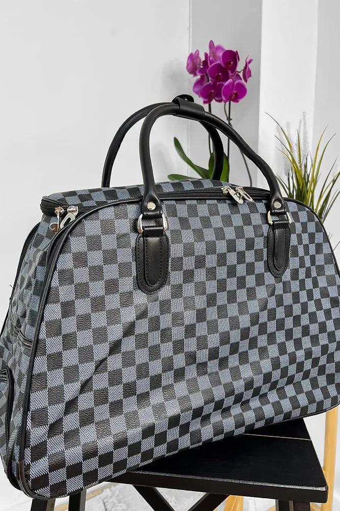 Monochrome Check Cabin Size Travel Bag