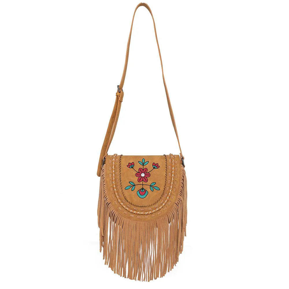 Montana West Embroidered Floral Fringe Crossbody