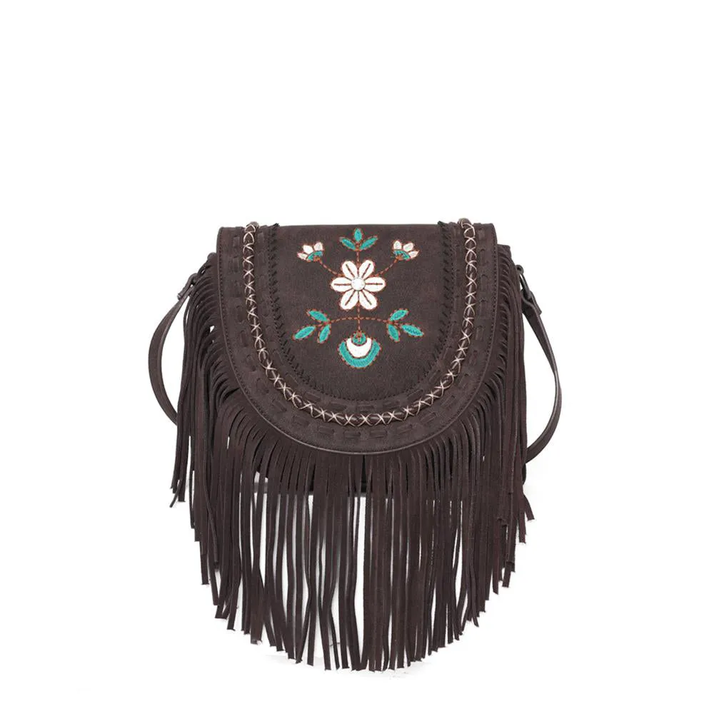 Montana West Embroidered Floral Fringe Crossbody