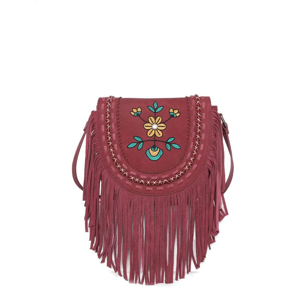 Montana West Embroidered Floral Fringe Crossbody