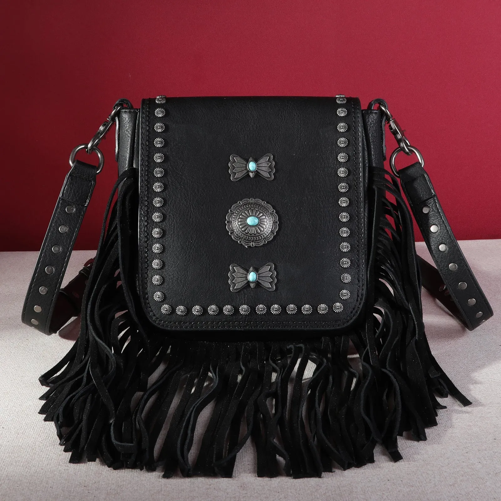 Montana West Fringe Mariposa Concho Collection Crossbody