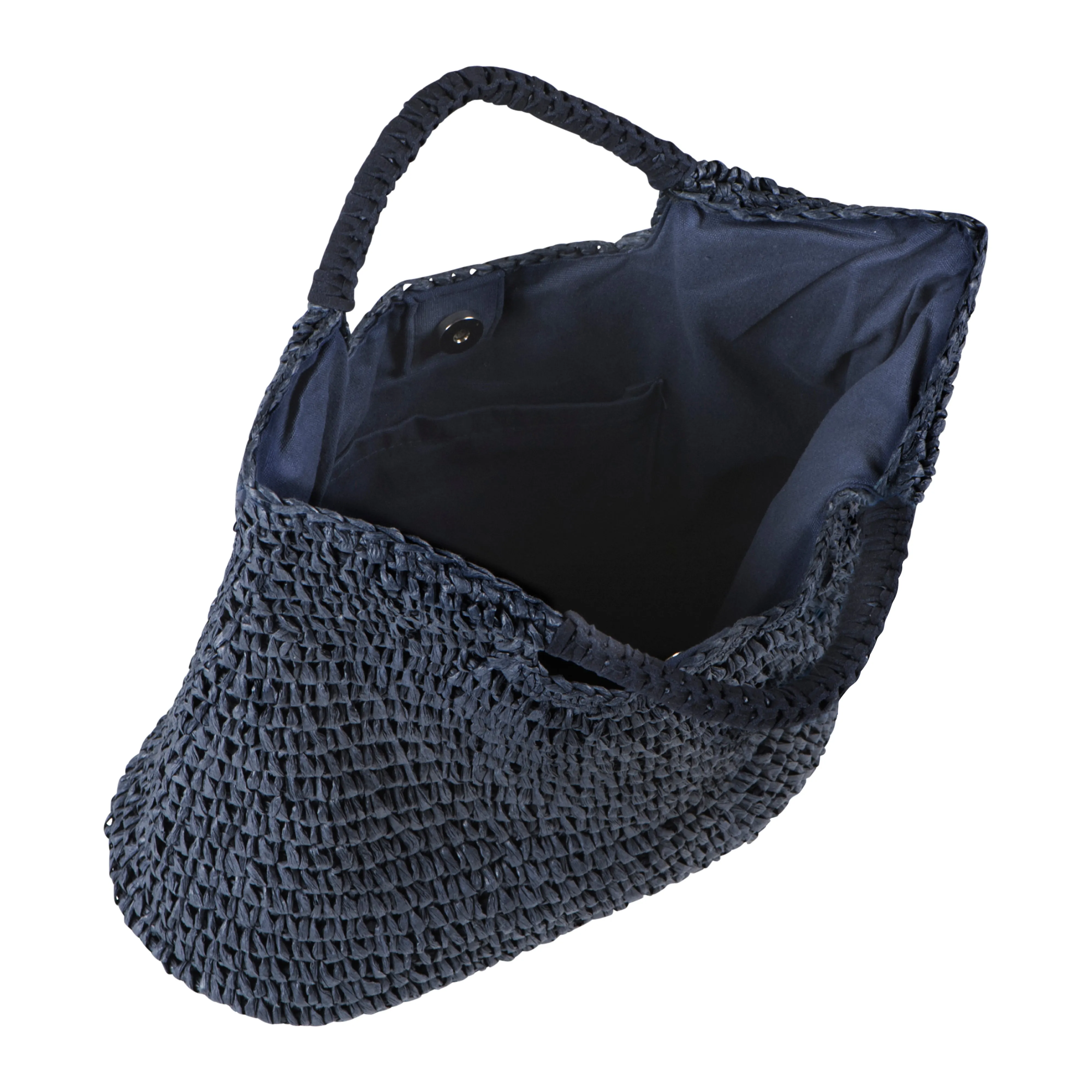 Paloma -  Navy Woven Straw Tote