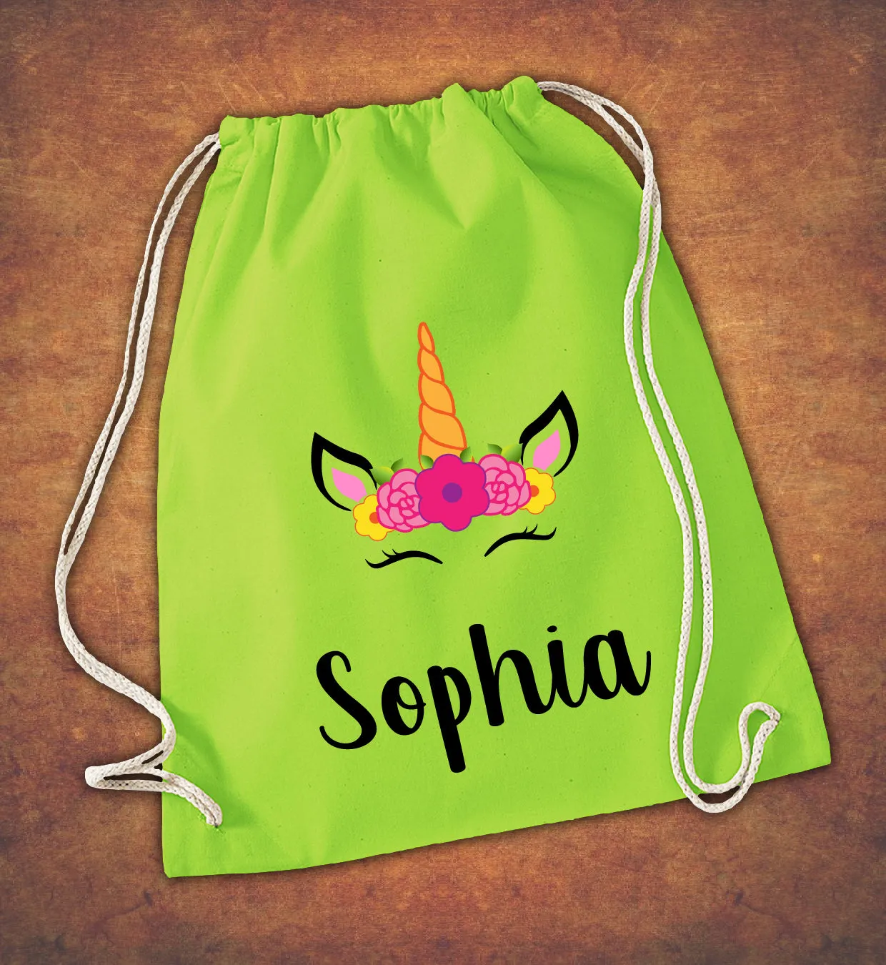 Personalised Any Name Unicorn Girls Back To Drawstring Bag PE GYM School Kids