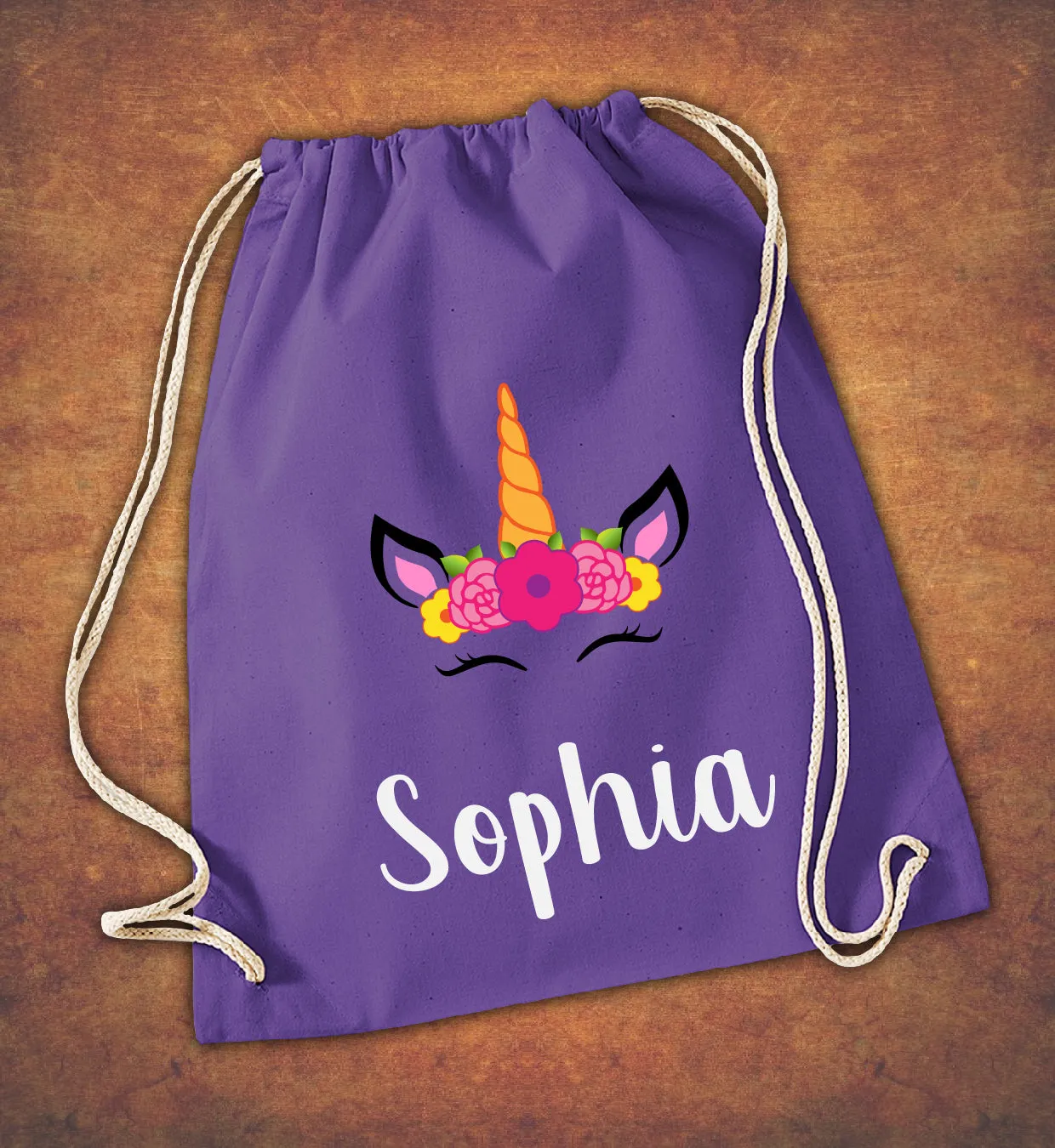 Personalised Any Name Unicorn Girls Back To Drawstring Bag PE GYM School Kids