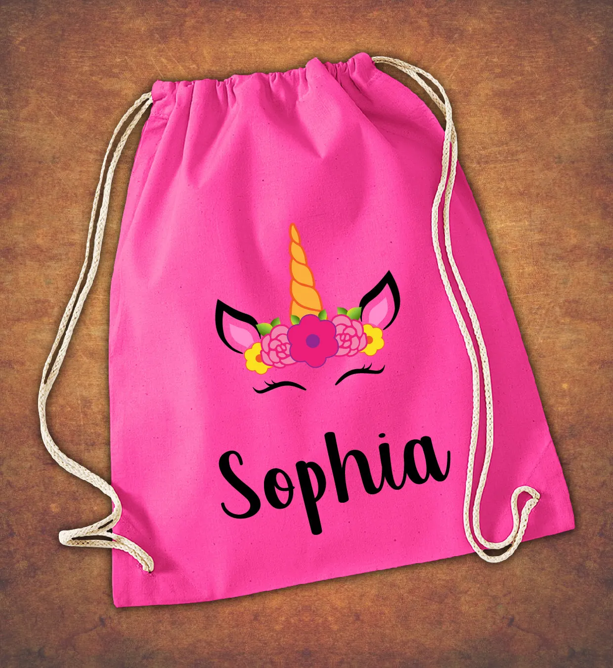 Personalised Any Name Unicorn Girls Back To Drawstring Bag PE GYM School Kids