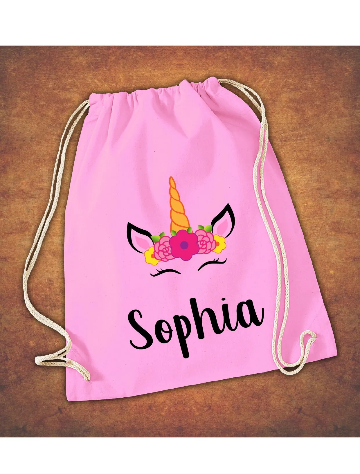 Personalised Any Name Unicorn Girls Back To Drawstring Bag PE GYM School Kids