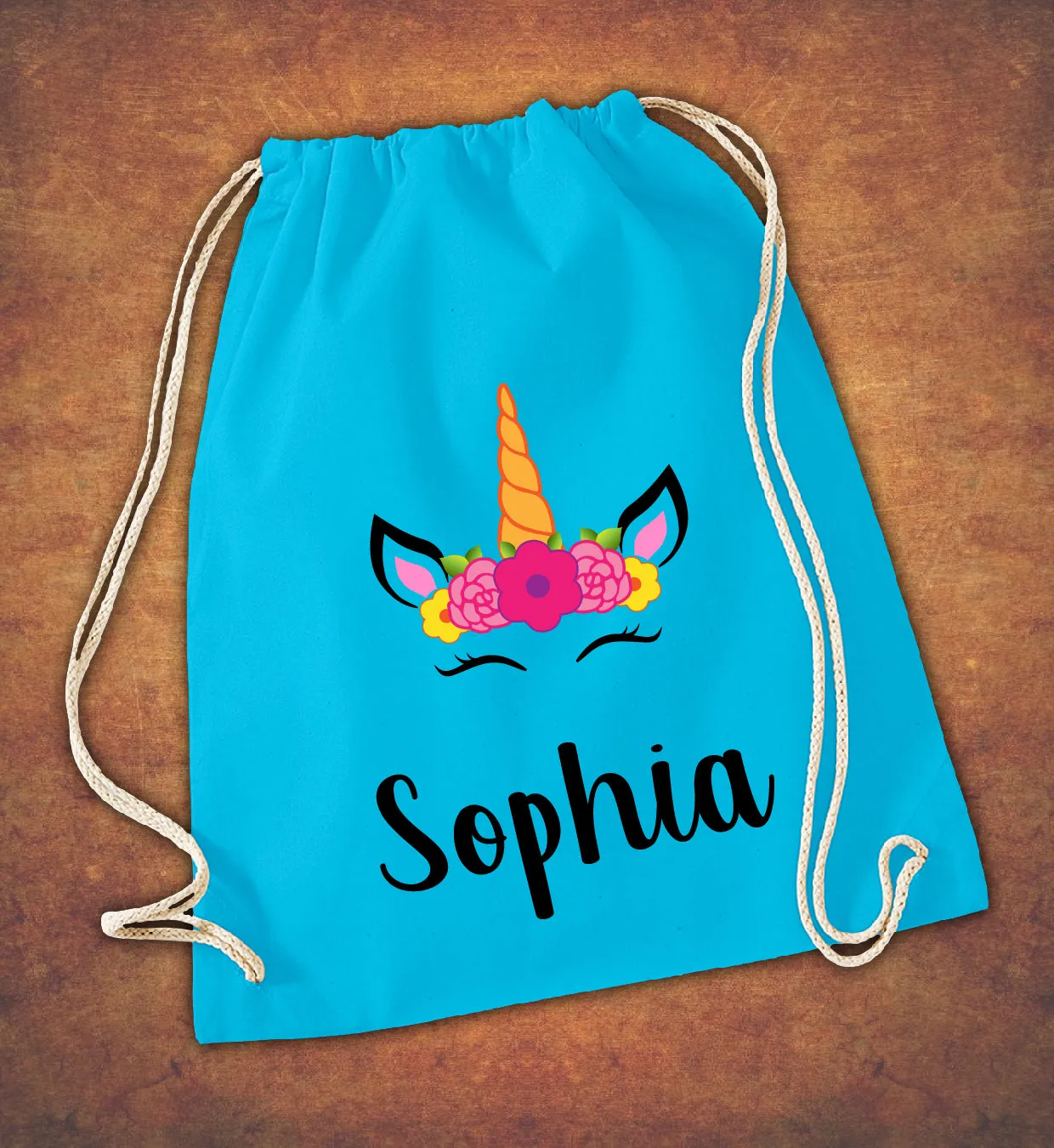 Personalised Any Name Unicorn Girls Back To Drawstring Bag PE GYM School Kids