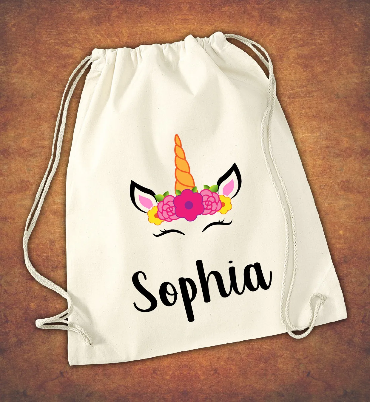 Personalised Any Name Unicorn Girls Back To Drawstring Bag PE GYM School Kids