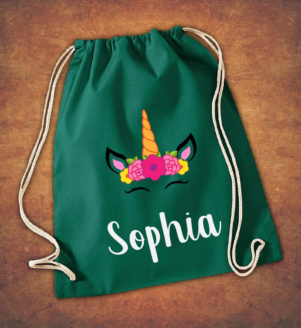 Personalised Any Name Unicorn Girls Back To Drawstring Bag PE GYM School Kids