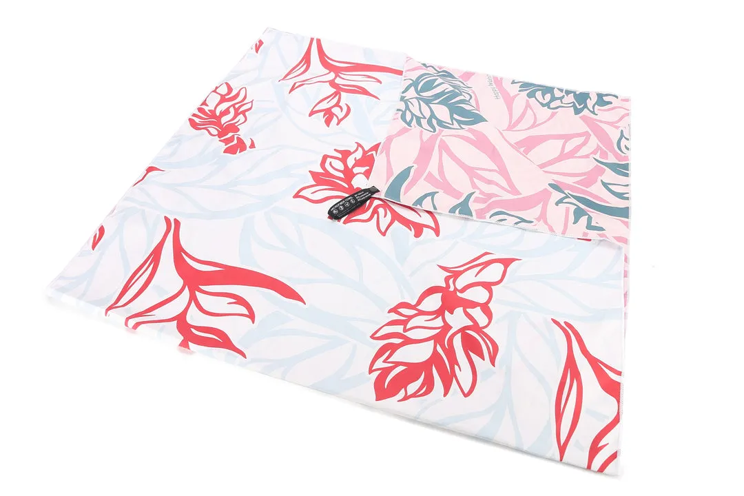 Sand-free Reversible Beach Towel Heliconia Pink Heliconia Blue