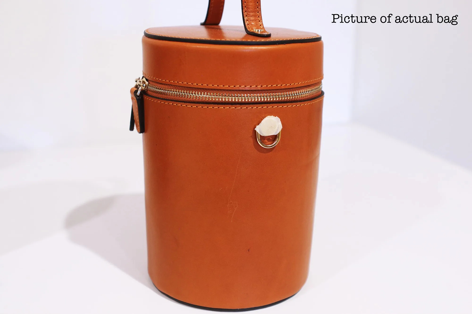 SSW - Cylinder Bucket Leather Bag in Mandarin Orange