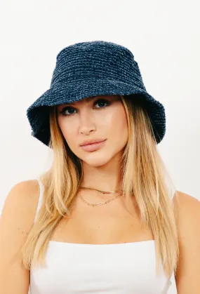 Striped Denim Bucket Hat