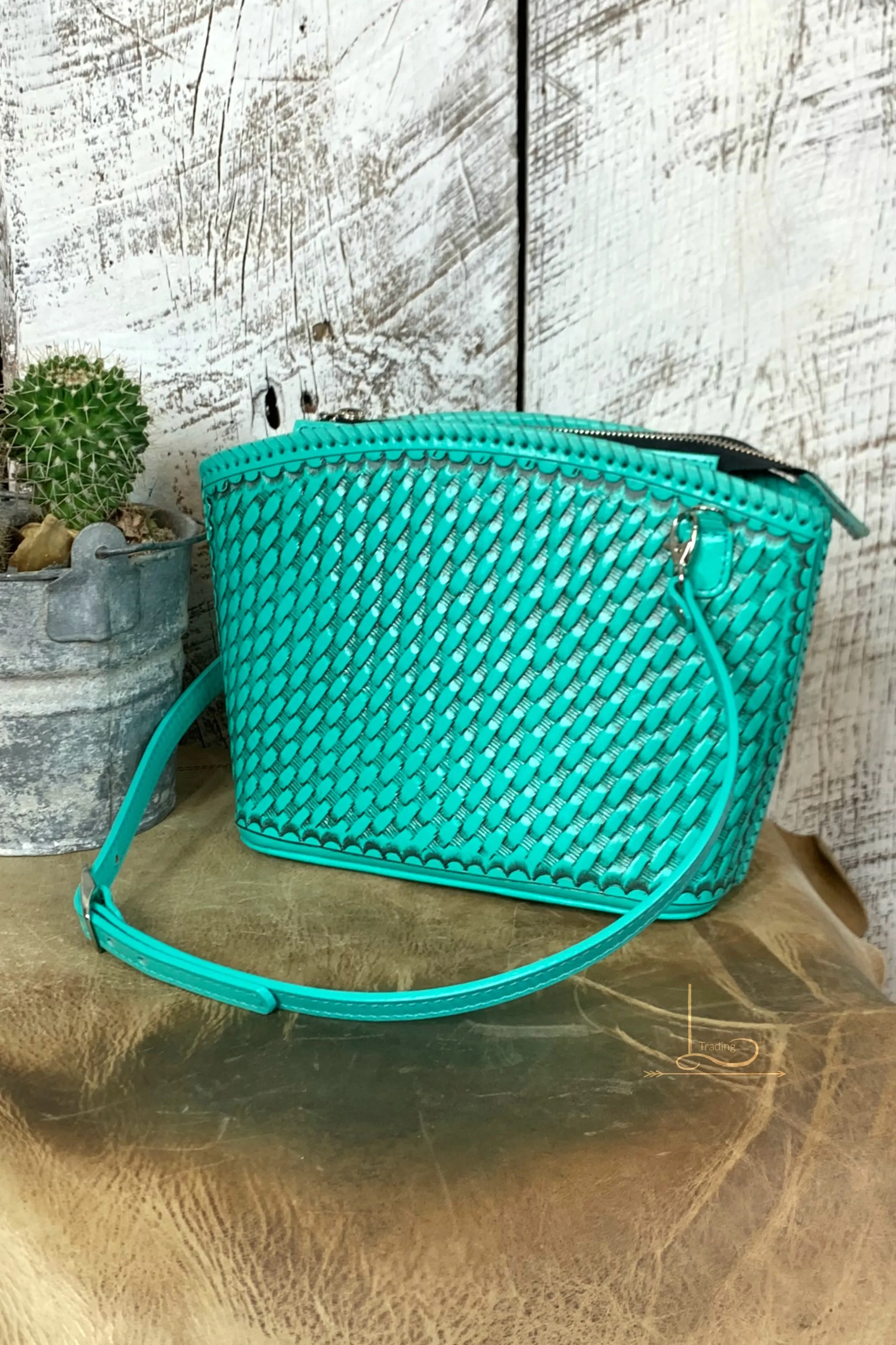 The Turquoise Tooled Leather Crossbody