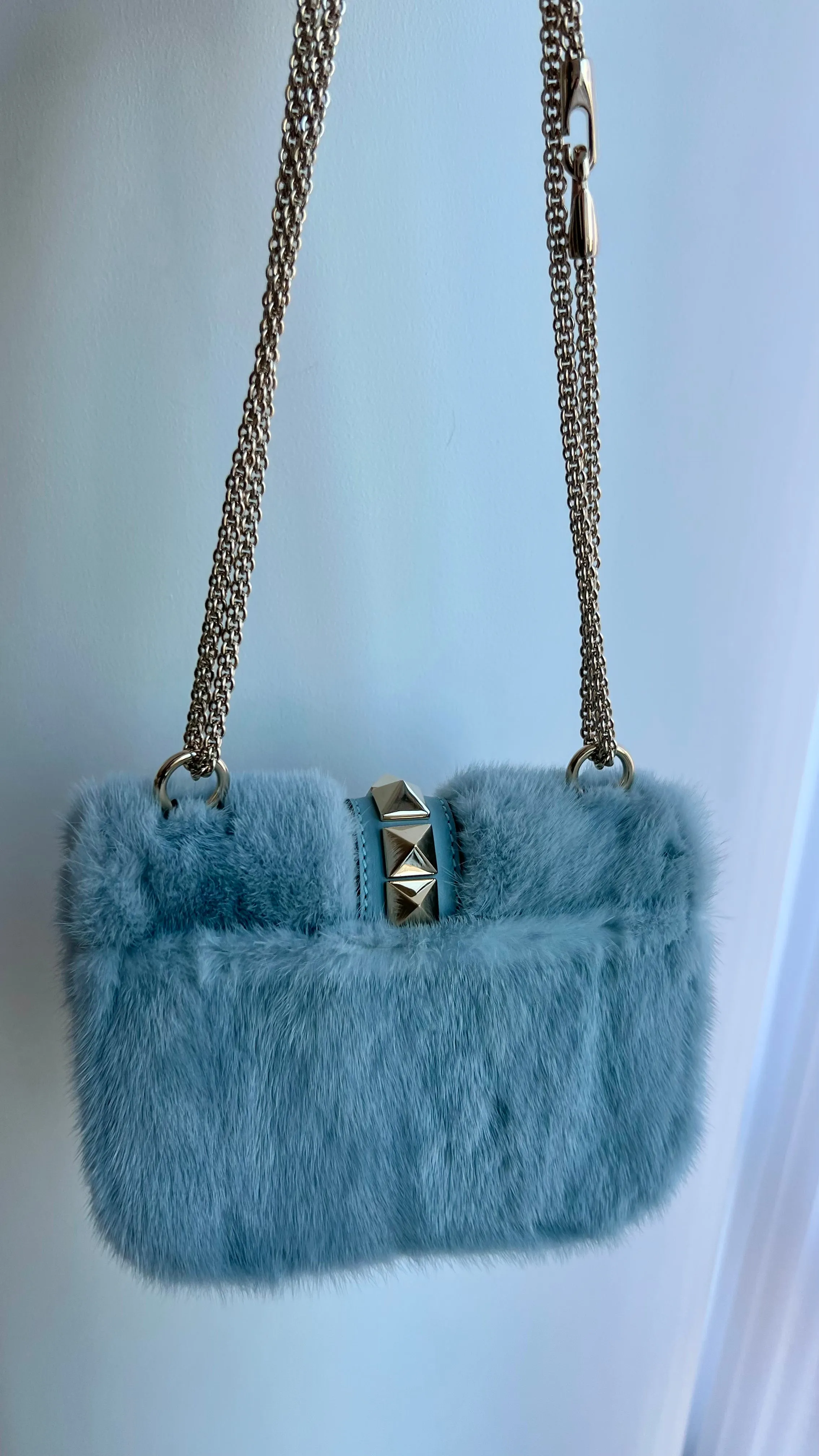 Valentino Mink Fur Rockstud Chain Bag