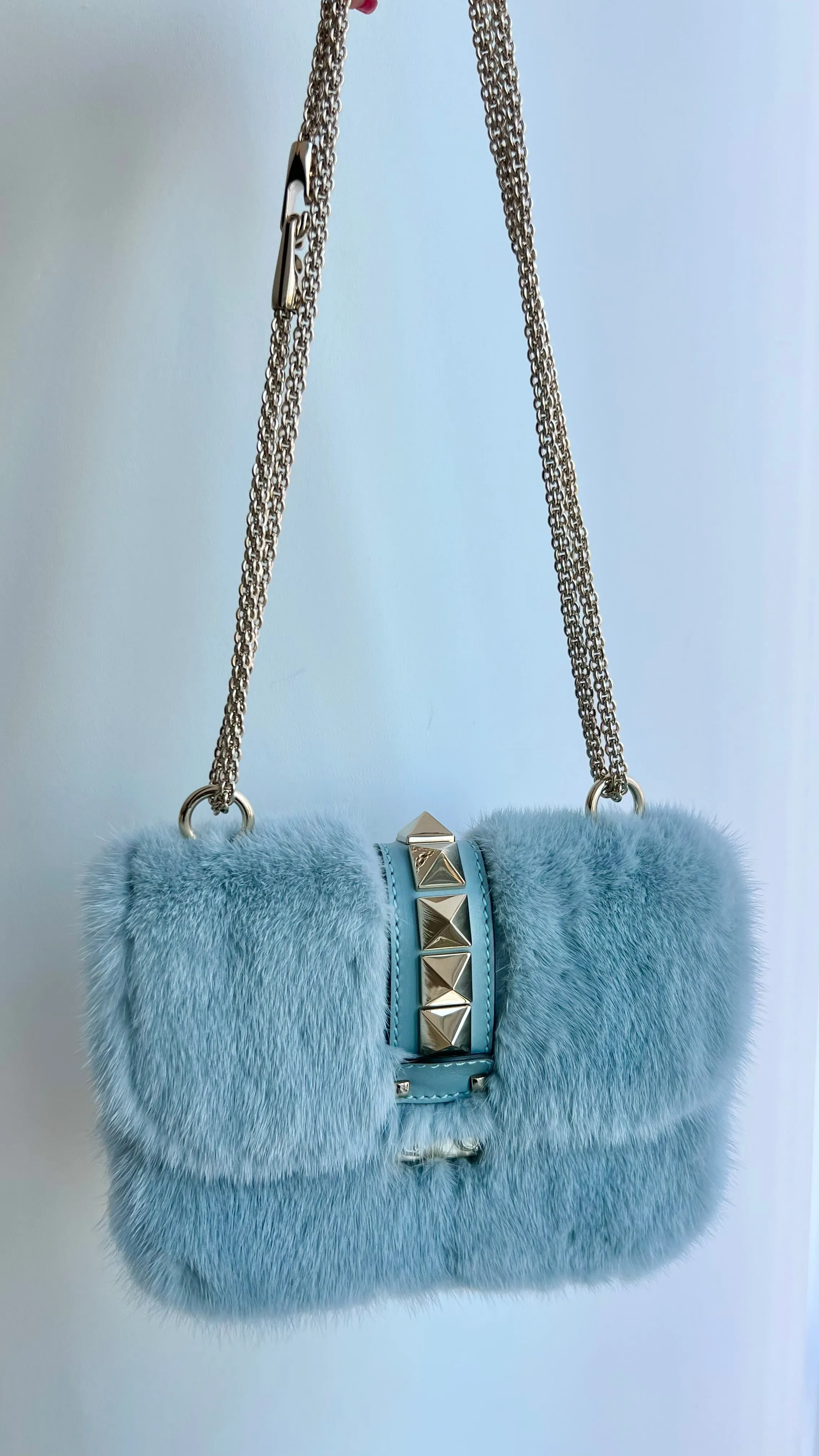 Valentino Mink Fur Rockstud Chain Bag