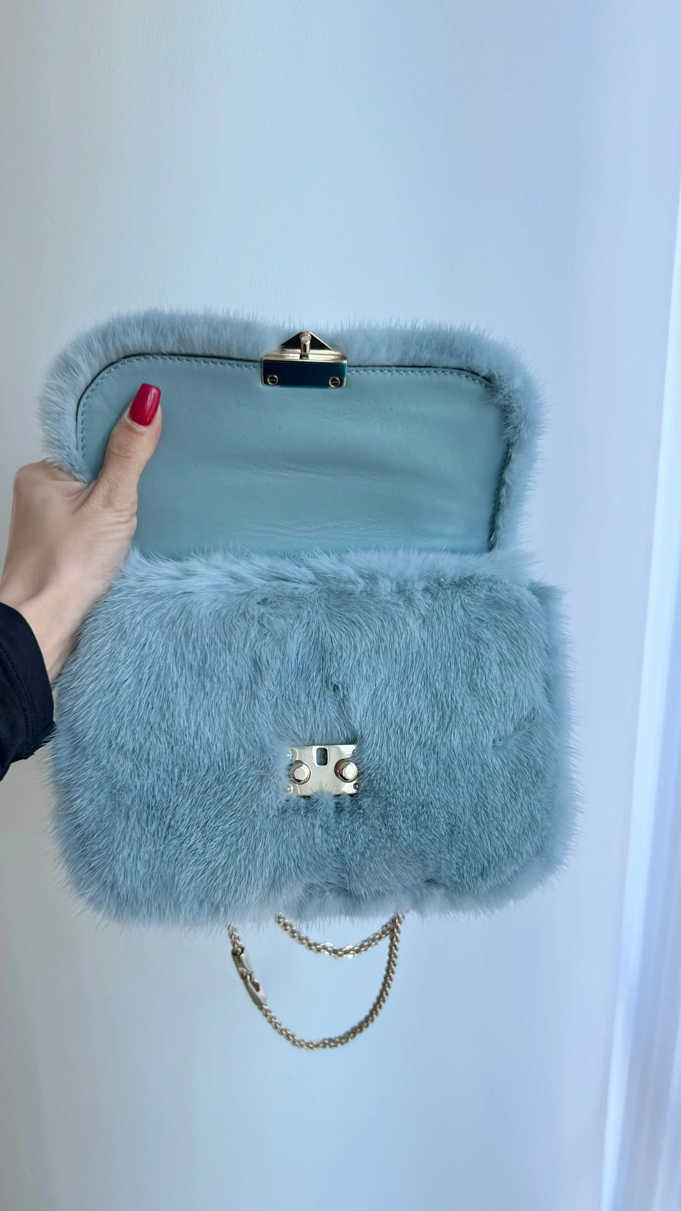 Valentino Mink Fur Rockstud Chain Bag